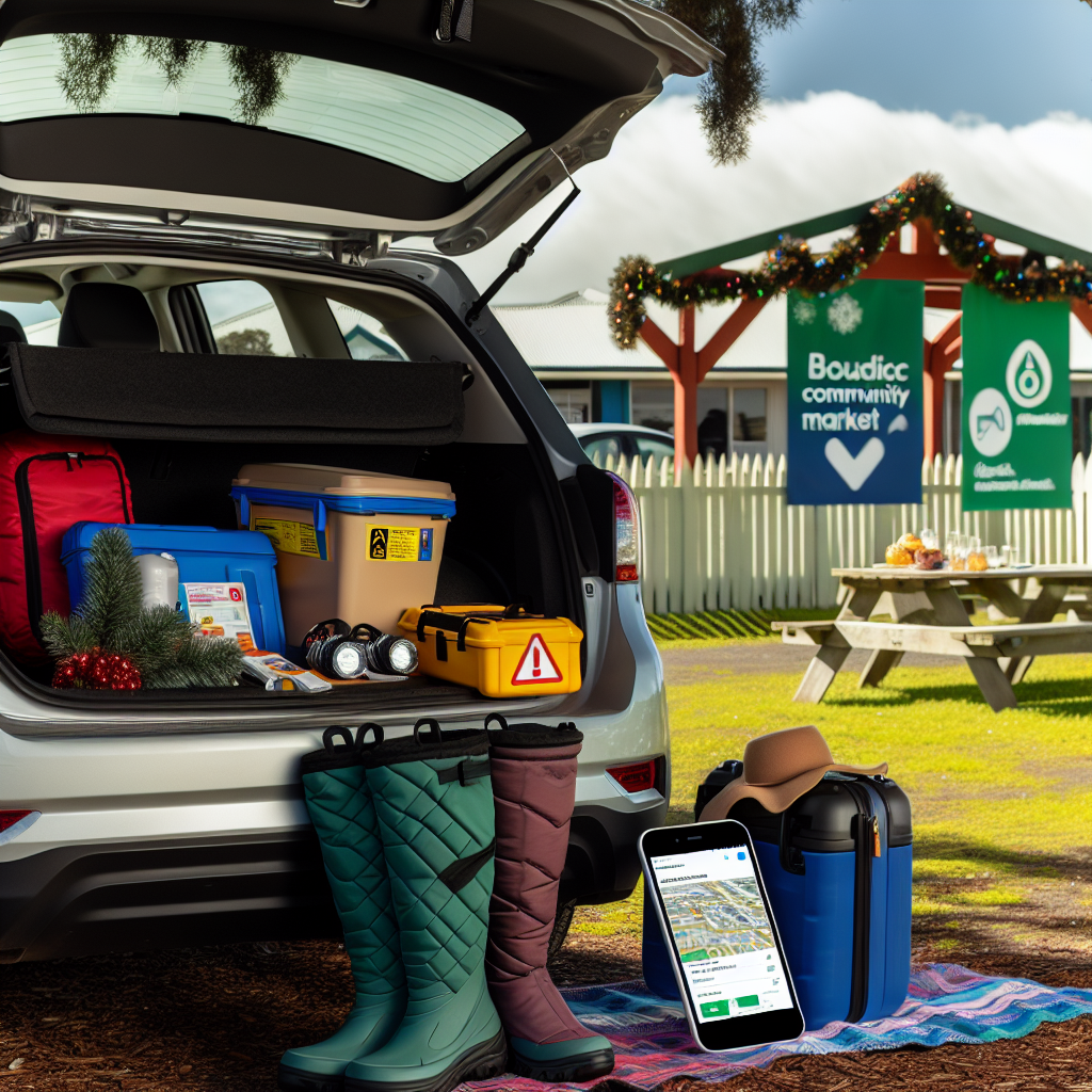Holiday travel and safety checklist — travel essentials collage